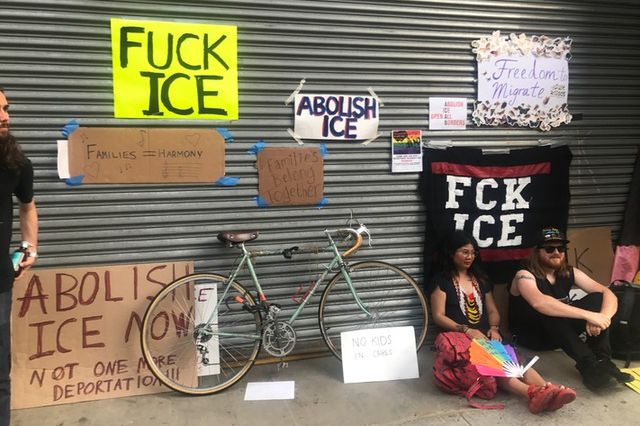 Outside the ICE Facility at 201 Varick Street earlier this week